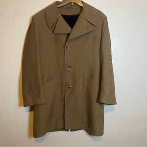 Richman Brothers Mens 44 Tan Trench Coat Removable Zip Lining Vintage Business